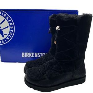 NWT Birkenstock Nuuk Black Leather Suede Lambskin Fur Winter Boot Size 9